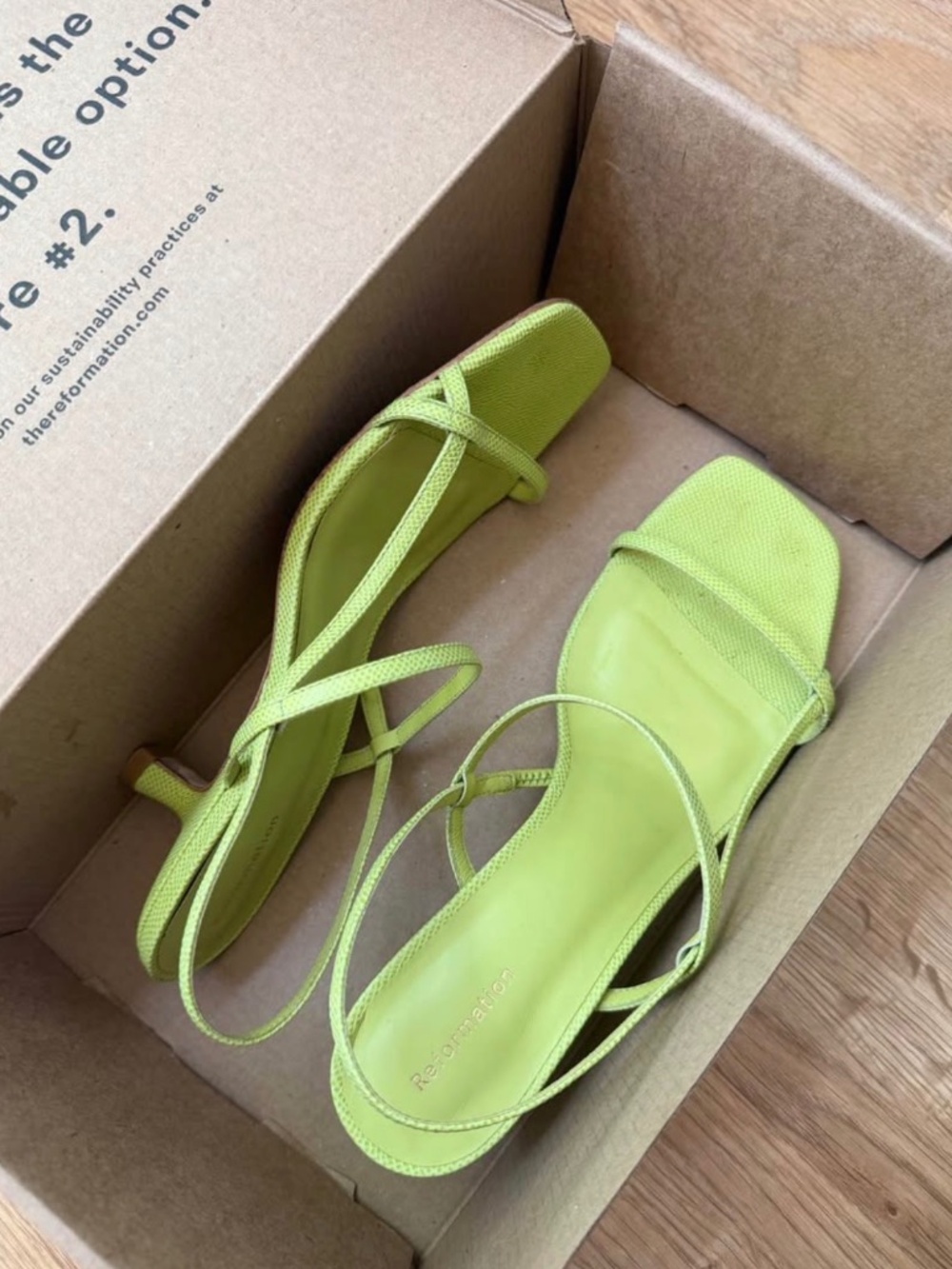 Reformation Serenity Bare Sandal Green - Size 7.5